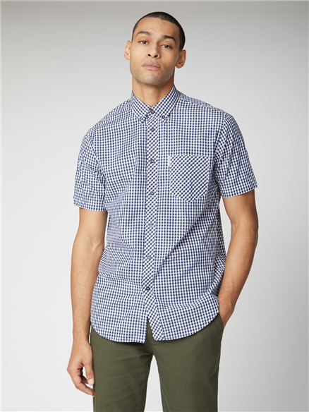 Men's Blue Short Sleeve Gingham Shirt | Ben Sherman | Est 1963