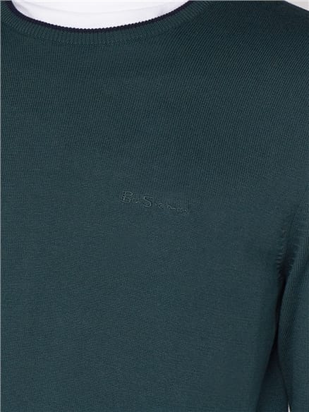 Green Tipped Crew Neck Jumper