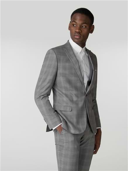 Grey With Blue Overcheck Camden Fit Jacket