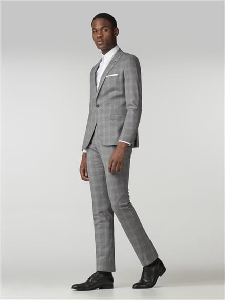 Grey With Blue Overcheck Camden Fit Jacket