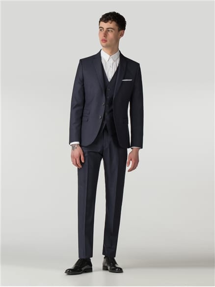 Deep Blue Tonal Texture Camden Fit Jacket