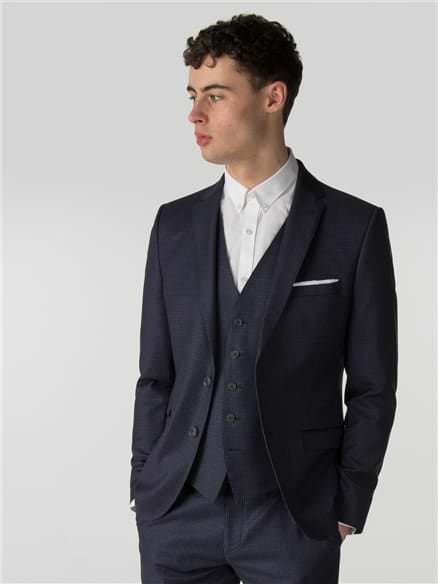 Deep Blue Tonal Texture Camden Fit Jacket