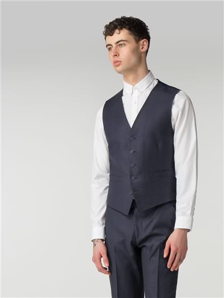 Deep Blue Tonal Texture Camden Fit Jacket