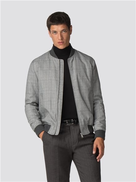 Checked Bomber Jacket