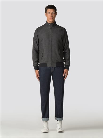 Grey Wool Harrington Jacket