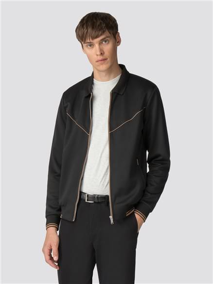 Black Tricot Track Top Jacket