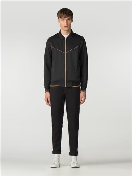 Black Tricot Track Top Jacket