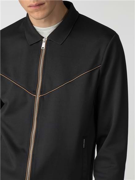 Black Tricot Track Top Jacket