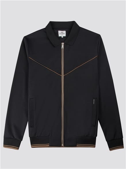 Black Tricot Track Top Jacket