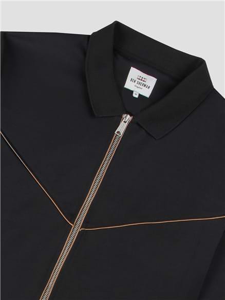 Black Tricot Track Top Jacket