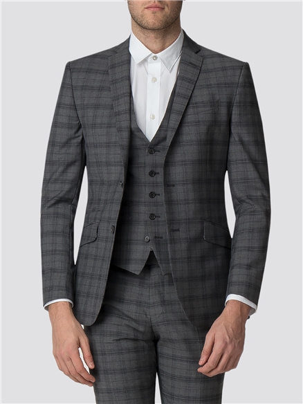 Tailored Fit Grey Check Suit Jacket