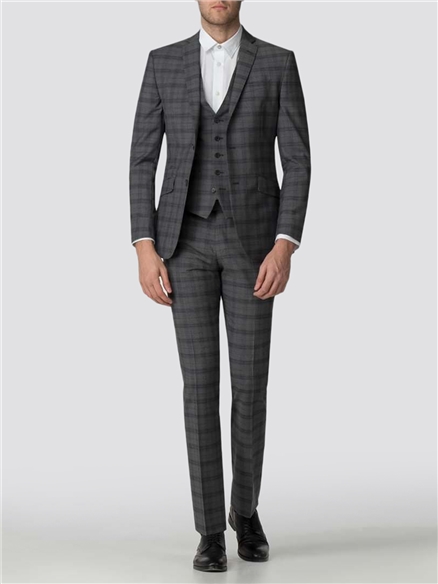 Tailored Fit Grey Check Suit Jacket
