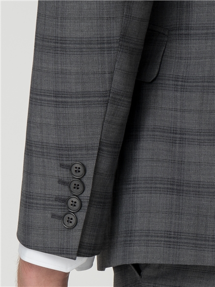 Tailored Fit Grey Check Suit Jacket
