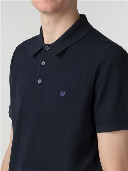 Navy Short Sleeve Knitted Polo