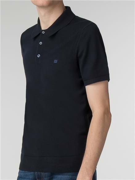 Navy Short Sleeve Knitted Polo
