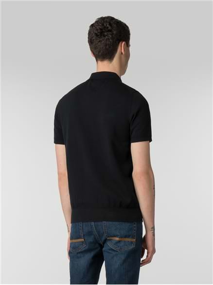 Black Short Sleeve Knitted Polo