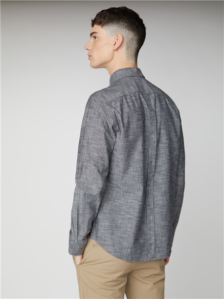 Men's Black Long Sleeved Chambray Shirt | Ben Sherman | Est 1963