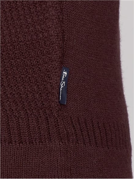 Dark Red Quarter Zip Funnel Neck
