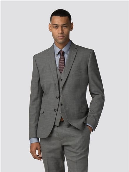 Grey High Twist Texture Stretch Camden Fit Jacket