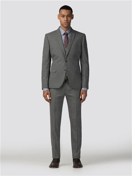 Grey High Twist Texture Stretch Camden Fit Jacket