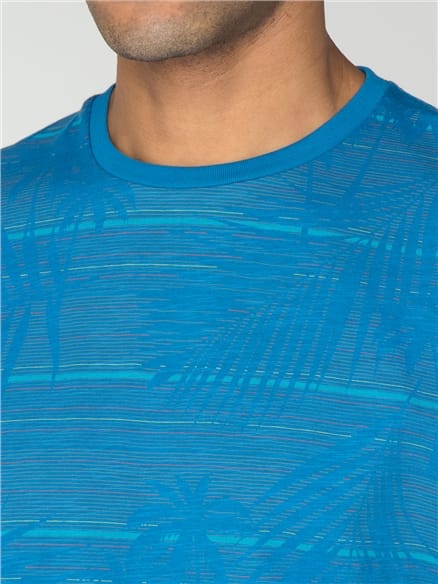 Blue Palm Stripe T-Shirt