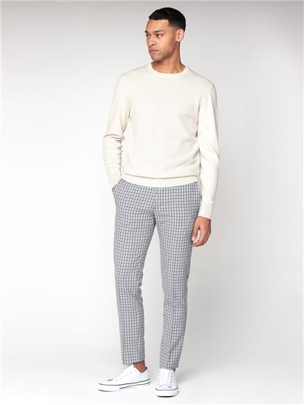 Ecru Textured Crew Neck