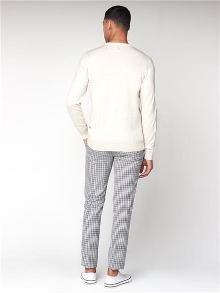 Ecru Textured Crew Neck