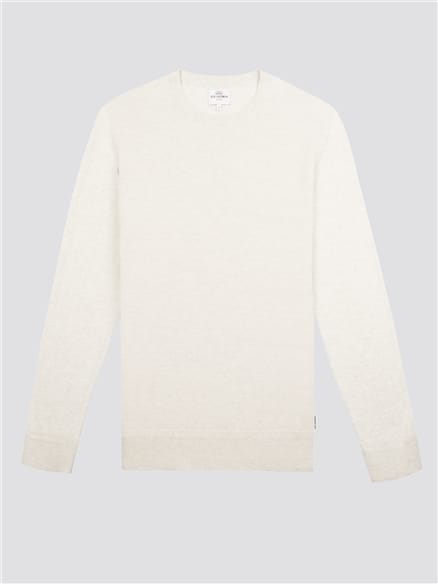 Ecru Textured Crew Neck