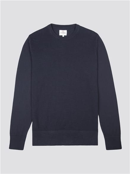 Navy Textured Crew Neck
