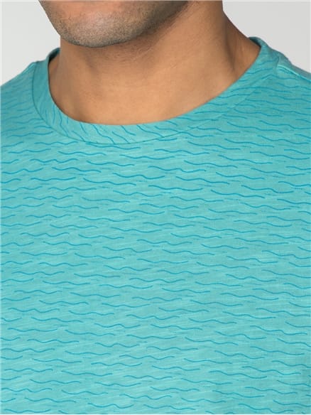 Blue Geo Wave Print T-Shirt