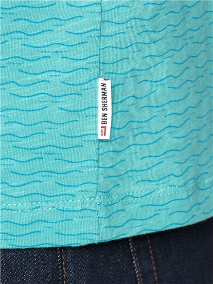 Blue Geo Wave Print T-Shirt