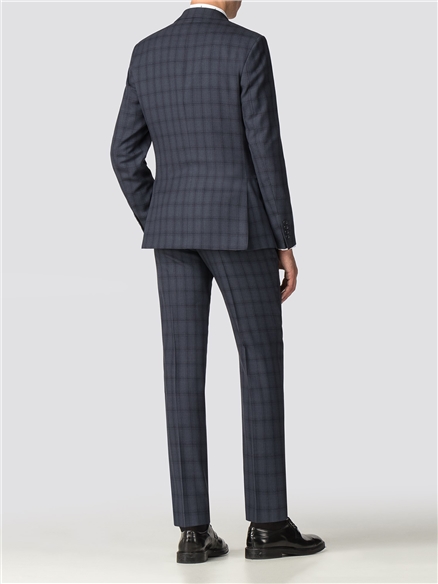 Navy Check Tailored Fit Suit Jacket