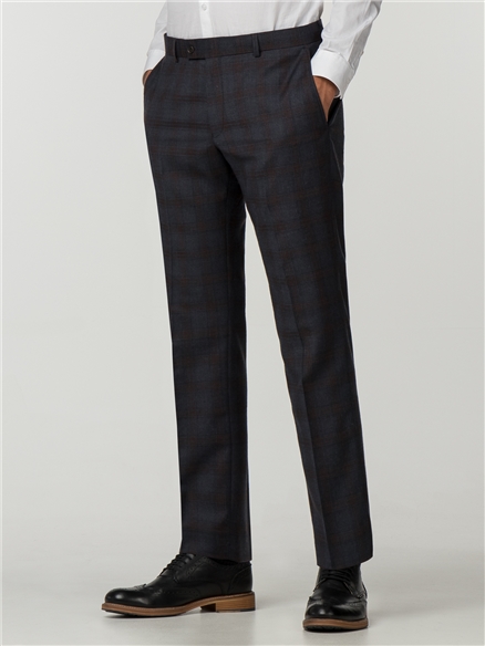 Navy Rust Check Slim Fit Suit Jacket