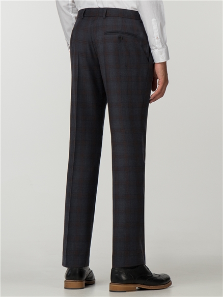 Navy Rust Check Slim Fit Suit Jacket