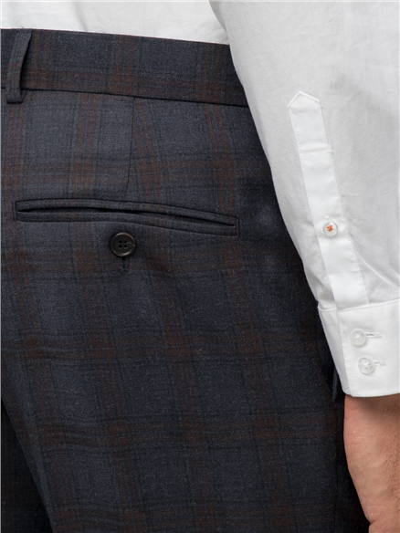 Navy Rust Check Slim Fit Suit Jacket