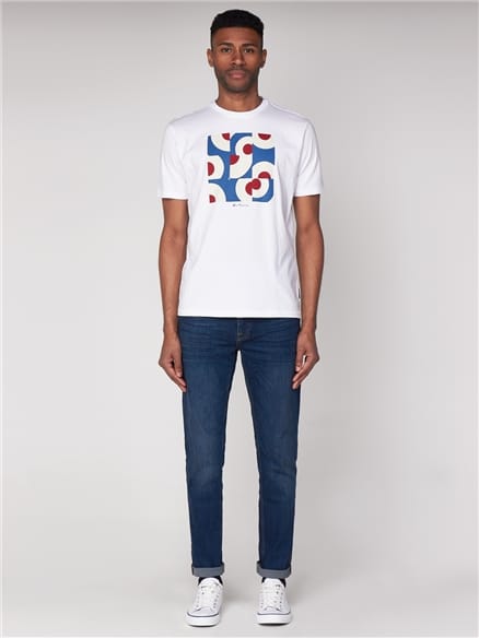 White Red Cropped Targets Graphic T-Shirt