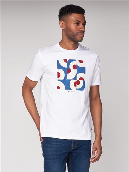 White Red Cropped Targets Graphic T-Shirt