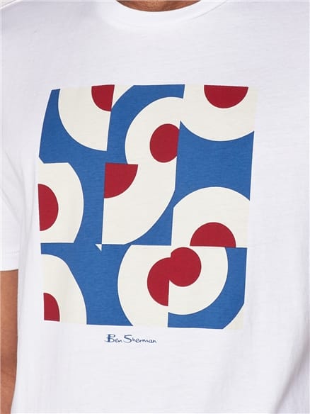 White Red Cropped Targets Graphic T-Shirt