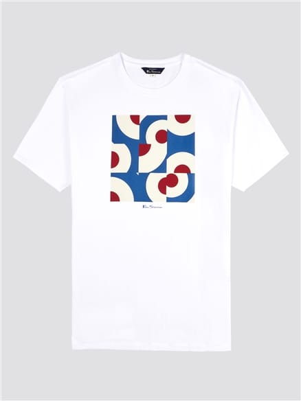 White Red Cropped Targets Graphic T-Shirt