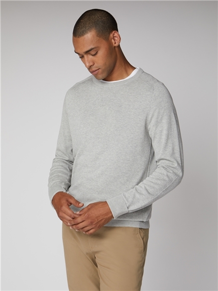 Grey Cotton Knitted Crew Neck