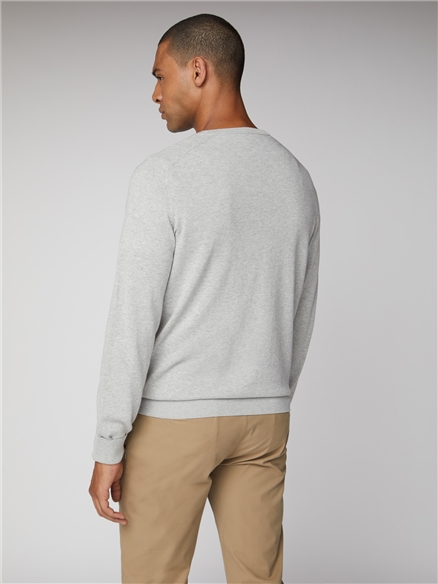 Grey Cotton Knitted Crew Neck