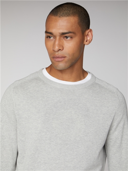 Grey Cotton Knitted Crew Neck