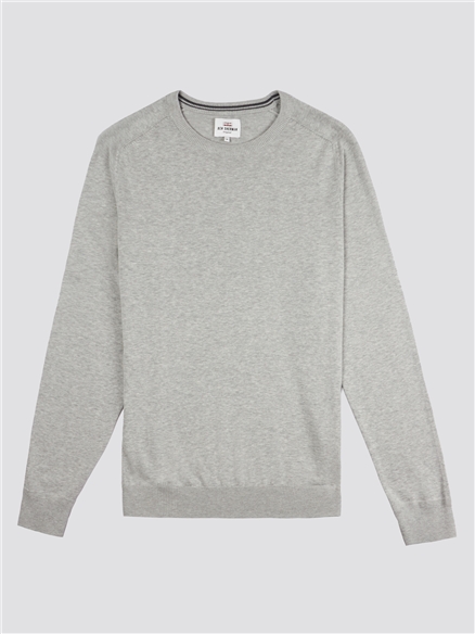 Grey Cotton Knitted Crew Neck
