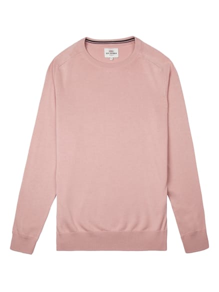 Pink Cotton Knitted Crew Neck Jumper
