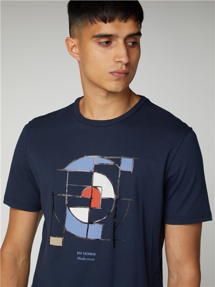 Mens Navy Modernist Ben Sherman Target Tee Est 1963