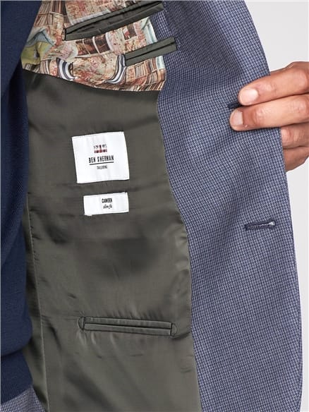British Blue Micro Gingham Camden Jacket