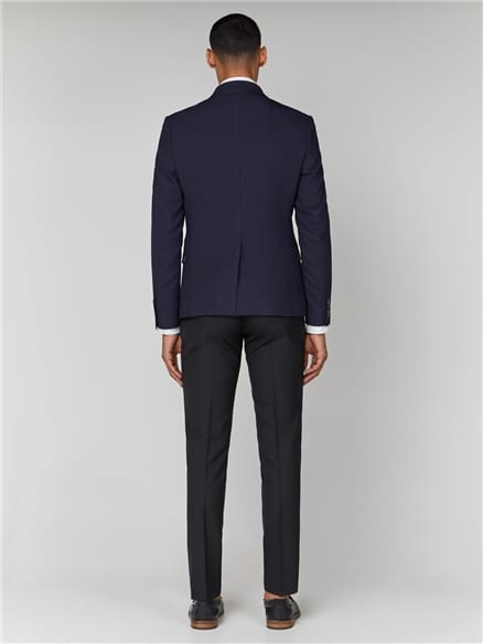 Navy Texture Double Breasted Jacket