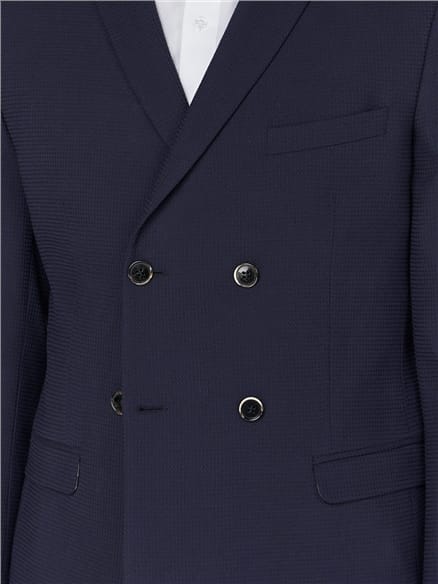 Navy Texture Double Breasted Jacket