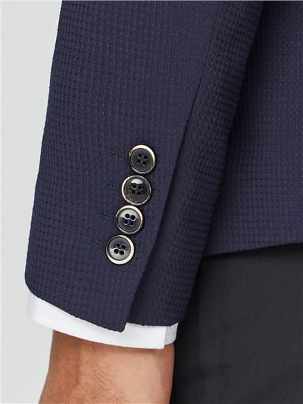 Navy Texture Double Breasted Jacket