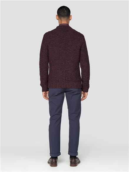 Burgundy Cableknit Crew Jumper